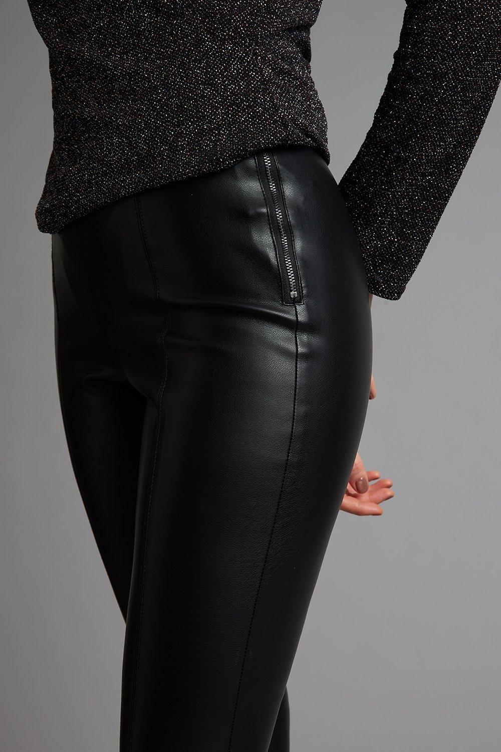 Petite black faux outlet leather leggings