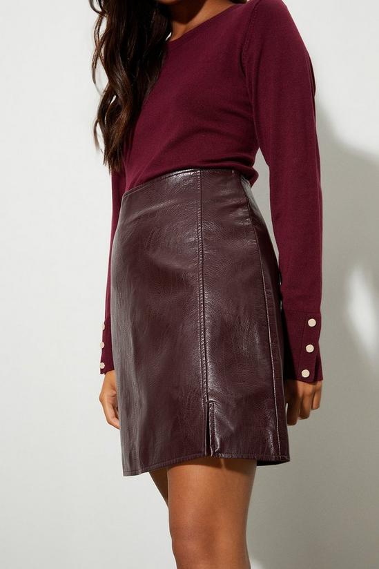 Dorothy Perkins Petite Split Hem Faux Leather Mini Skirt 4
