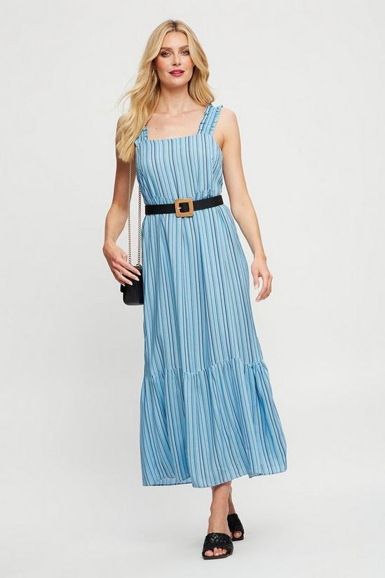 Dorothy Perkins Blue Stripe Ruched Strap Midaxi Dress 1
