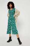 Dorothy Perkins Green Floral Shirred Culotte Jumpsuit thumbnail 1