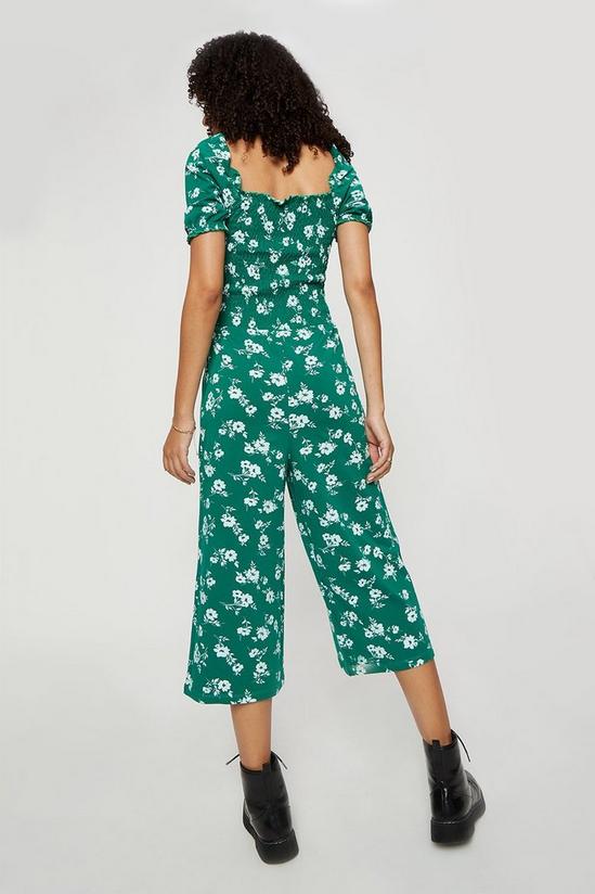 Dorothy Perkins Green Floral Shirred Culotte Jumpsuit 3