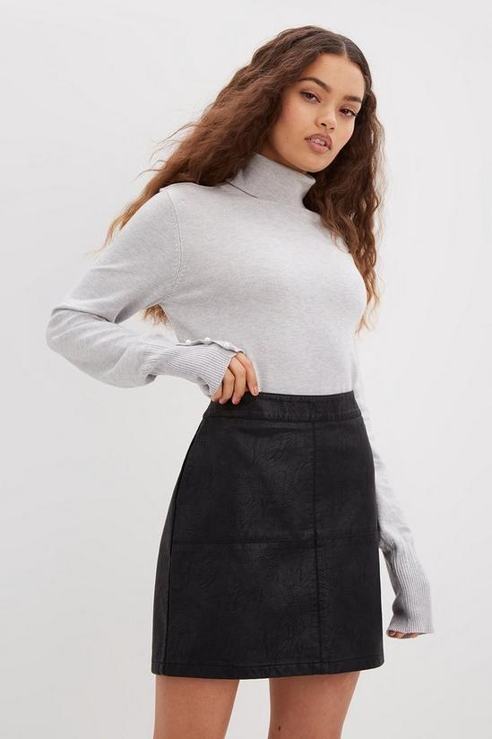 Dorothy Perkins Petite Faux Leather Seam Detail Mini Skirt 1
