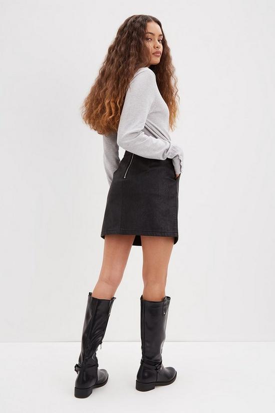Dorothy Perkins Petite Faux Leather Seam Detail Mini Skirt 3