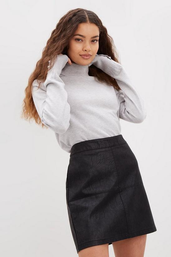Dorothy Perkins Petite Faux Leather Seam Detail Mini Skirt 4