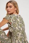 Dorothy Perkins Khaki Floral Shirred V Neck Midi Dress thumbnail 4