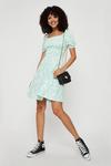 Dorothy Perkins Sage Floral Shirred Mini Dress thumbnail 2