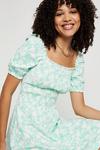 Dorothy Perkins Sage Floral Shirred Mini Dress thumbnail 4