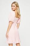 Dorothy Perkins Pink Gingham Textured Shirred Mini Dress thumbnail 3