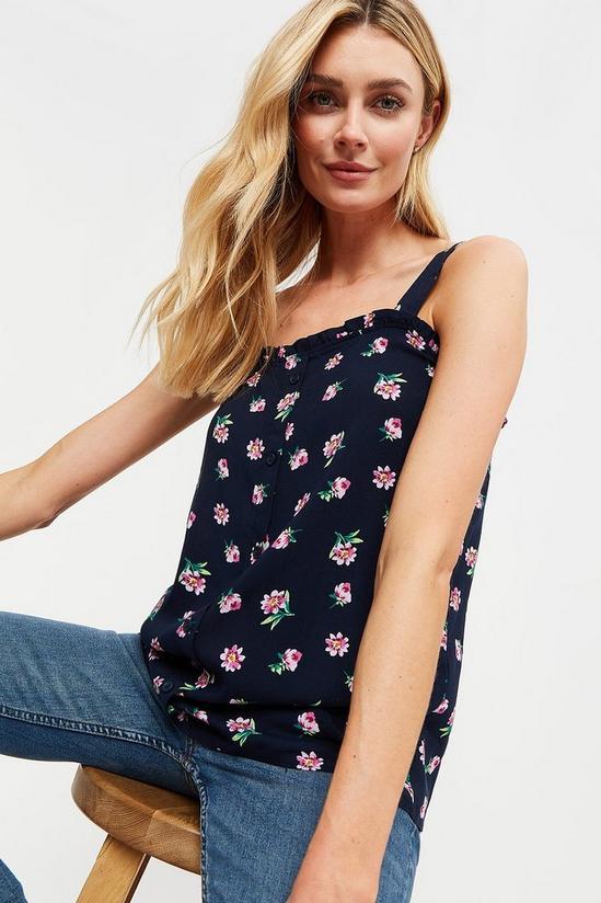Dorothy Perkins Tall Navy Floral Strappy Top 1