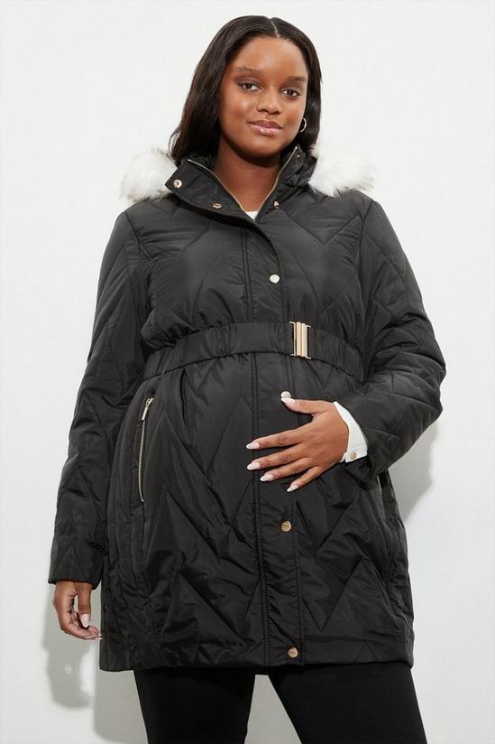 Dorothy Perkins Maternity Zig Zag Quilted Long Padded Coat 1