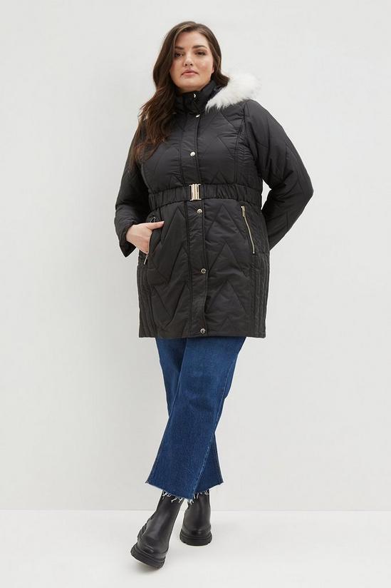 Dorothy Perkins Curve Zig Zag Quilted Long Padded Coat 1