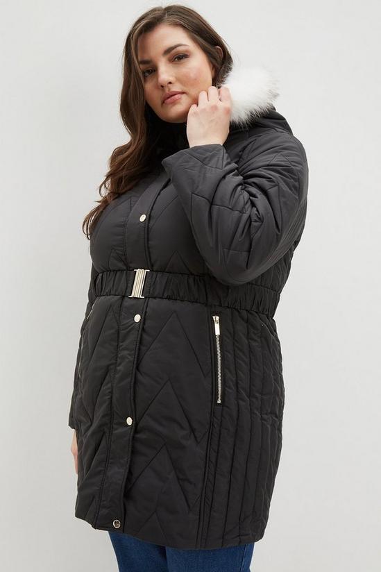 Dorothy Perkins Curve Zig Zag Quilted Long Padded Coat 2