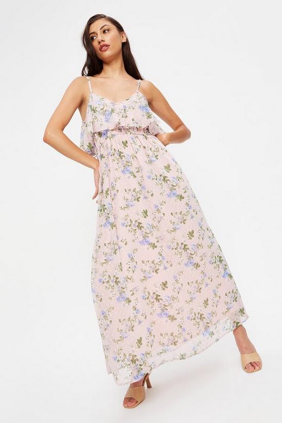 Dorothy Perkins Tall Blush Floral Dobby Strappy Maxi Dress 2