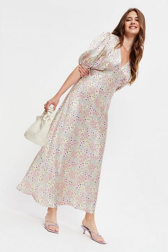 Dorothy Perkins Tall Multi Floral Satin Midi Dress 1