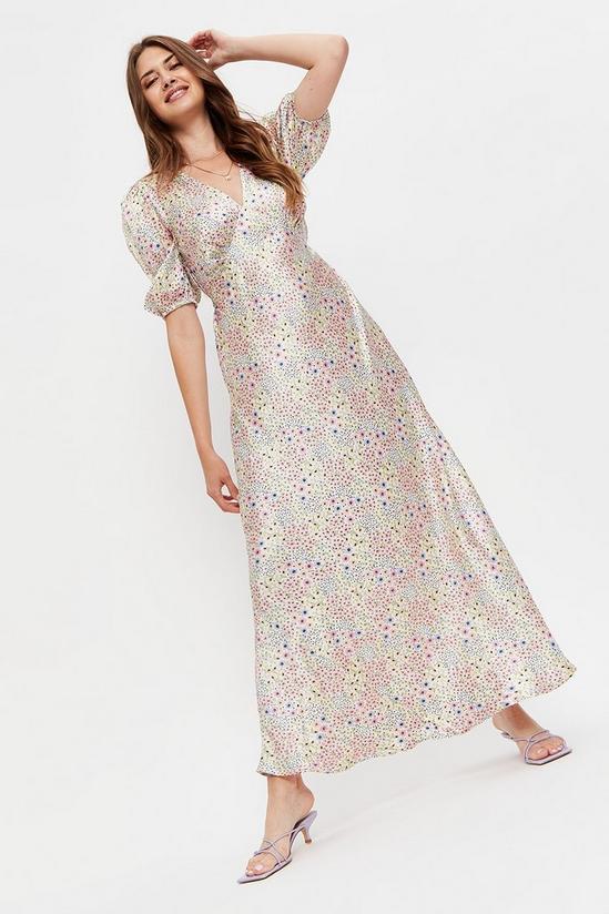 Dorothy Perkins Tall Multi Floral Satin Midi Dress 2