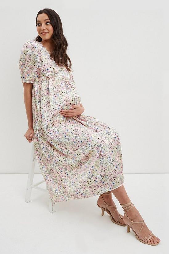 Dorothy Perkins Maternity Multi Floral Satin Midi Dress 2
