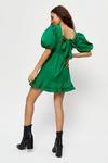 Dorothy Perkins Petite Green Poplin Puff Sleeve Mini Dress thumbnail 3