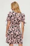 Dorothy Perkins Pink Black Large Floral Textured Tie Sleeve Mini Dress thumbnail 3