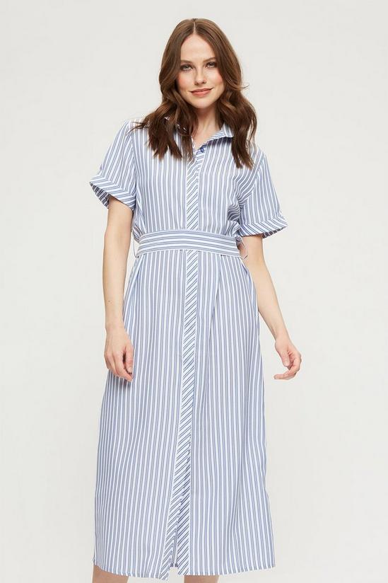 Dorothy Perkins Blue Stripe Shirt Midi Dress 1