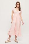 Dorothy Perkins Pink Gingham Shirred Milkmaid Midi Dress thumbnail 2