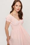 Dorothy Perkins Pink Gingham Shirred Milkmaid Midi Dress thumbnail 4