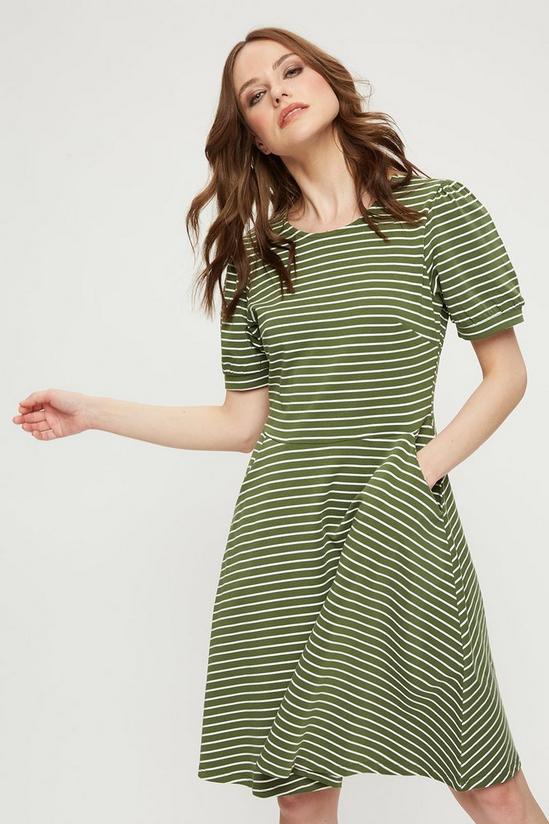 Dorothy Perkins Khaki Stripe T Shirt Dress 1
