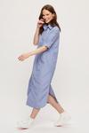 Dorothy Perkins Mid Blue Stripe Shirt Midi Dress thumbnail 1