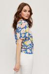 Dorothy Perkins Cream Blue Floral Button Gypsy Top thumbnail 3
