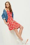 Dorothy Perkins Red Large Floral Ruched Strappy Mini Dress thumbnail 1