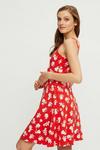 Dorothy Perkins Red Large Floral Ruched Strappy Mini Dress thumbnail 3