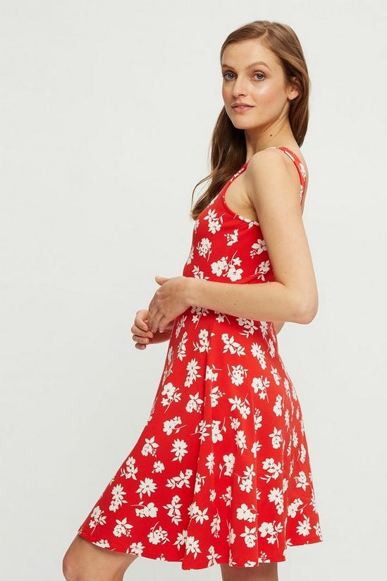 Dorothy Perkins Red Large Floral Ruched Strappy Mini Dress 3