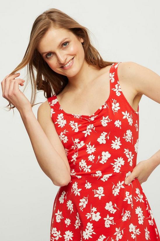 Dorothy Perkins Red Large Floral Ruched Strappy Mini Dress 4