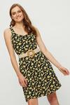 Dorothy Perkins Black Lemon Floral Ruched Strappy Mini Dress thumbnail 1