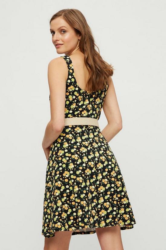 Dorothy Perkins Black Lemon Floral Ruched Strappy Mini Dress 3