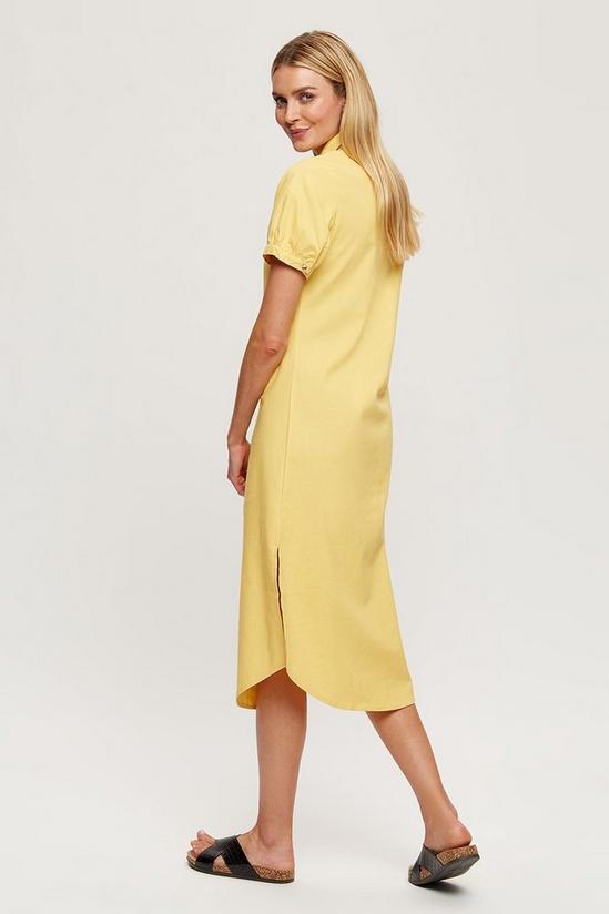 Dorothy Perkins Yellow Long Line Linen look Midi Shirt Dress 3