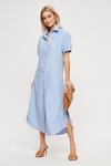 Dorothy Perkins Blue Long Line Linen Look Midi Shirt Dress thumbnail 1
