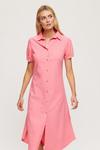 Dorothy Perkins Pink Long Line Linen look Midi Shirt Dress thumbnail 1