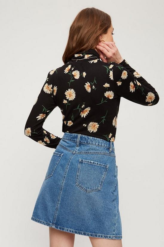 Dorothy Perkins Floral Print Button Cuff Roll Neck Top 3