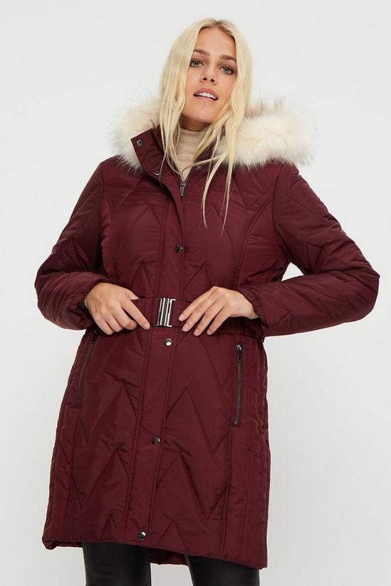 Dorothy Perkins Longline Belted Quilted Padded Coat 1