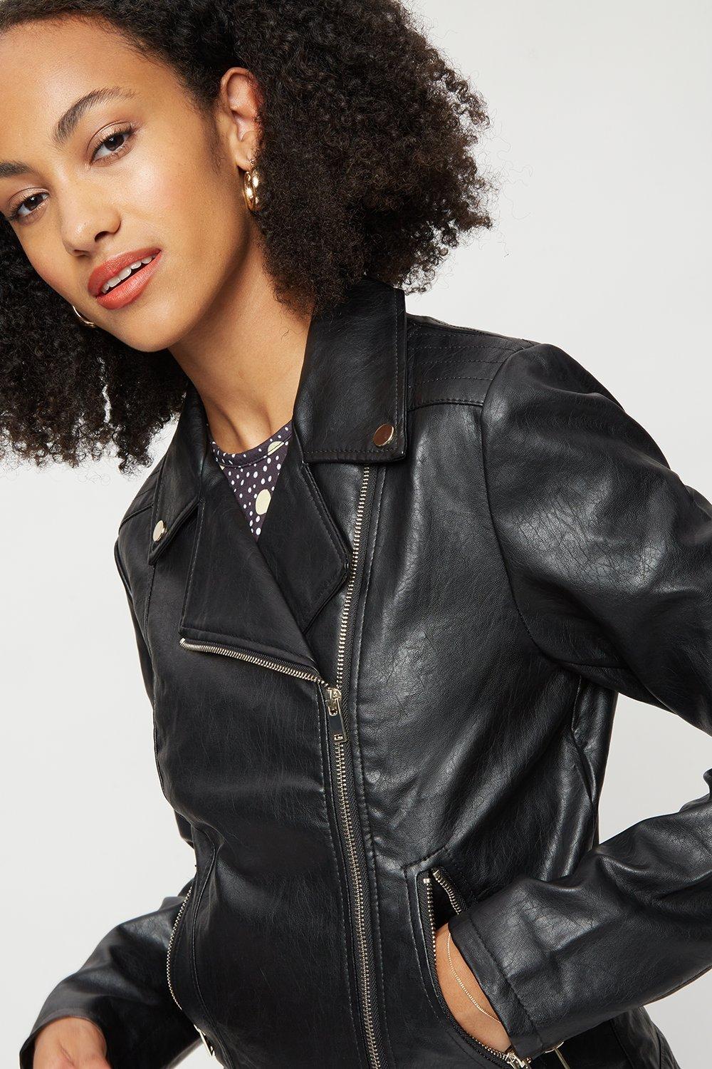 Fake leather biker on sale jacket