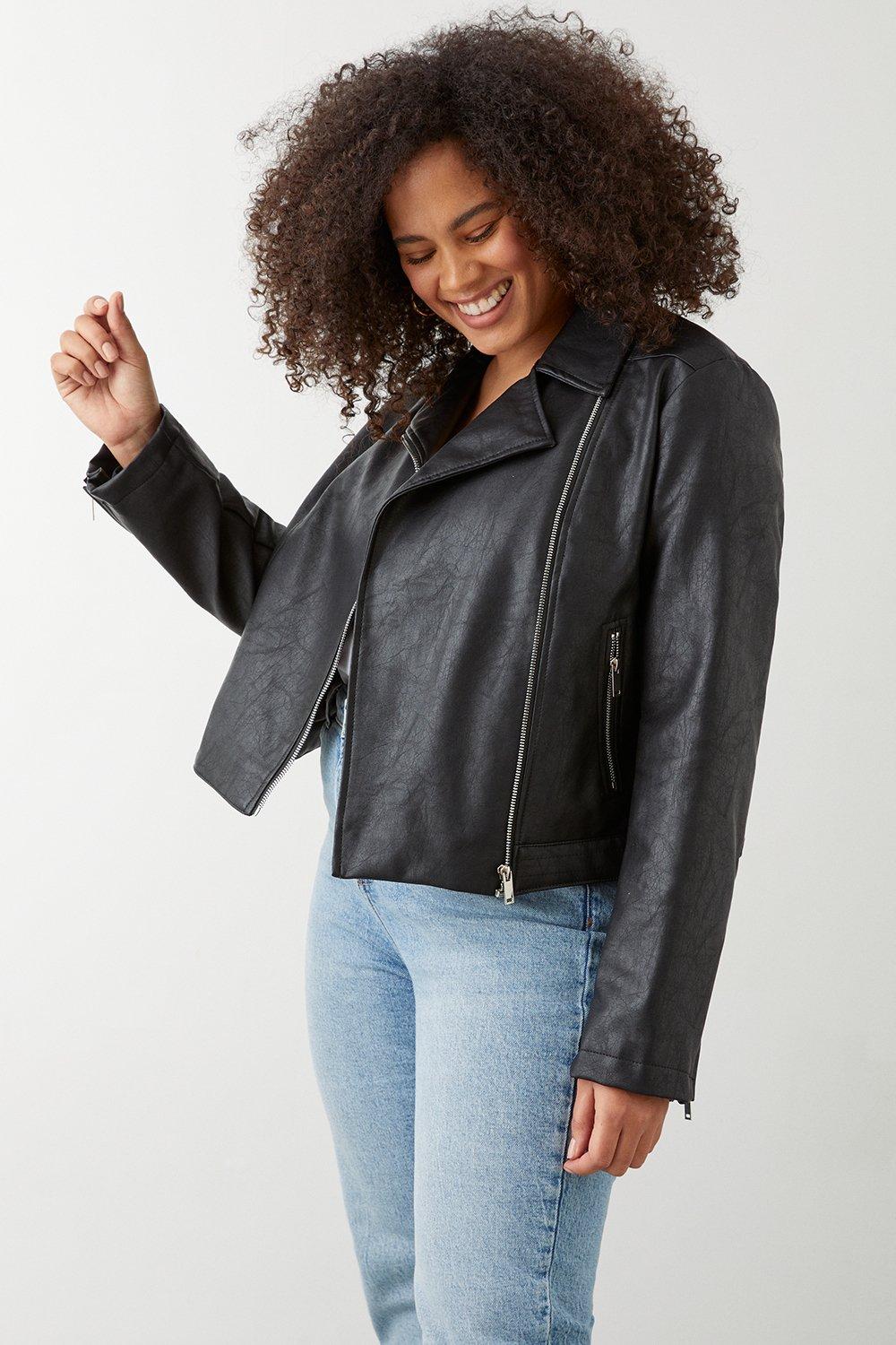 Faux leather clearance biker jacket womens