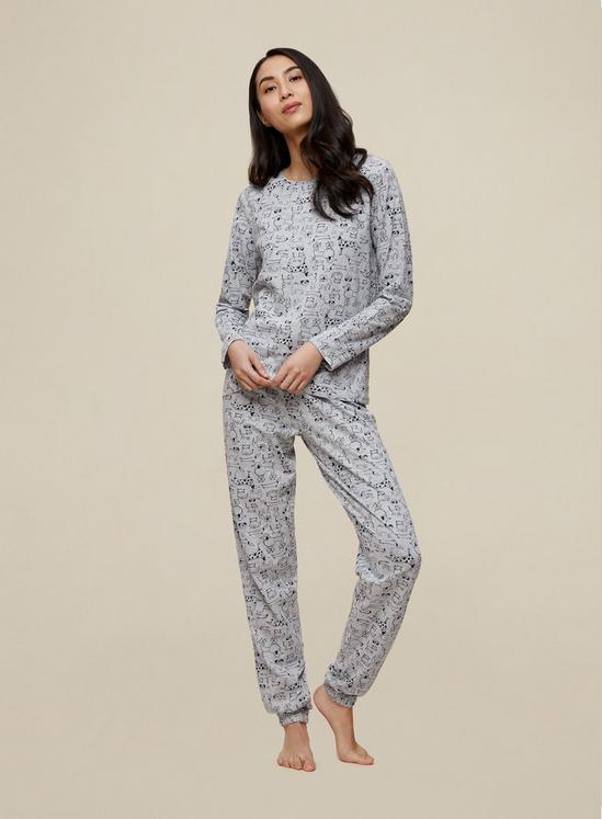 Dorothy Perkins Tall Grey Cat And Dog Print Pyjama Set 1