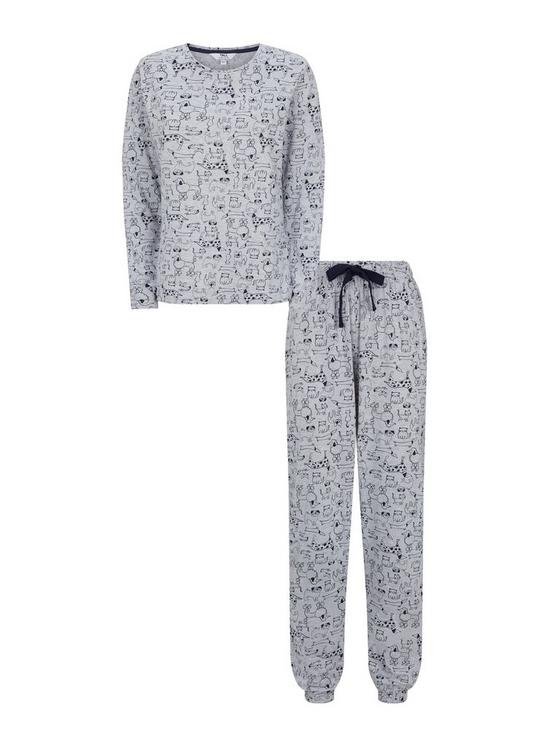 Dorothy Perkins Tall Grey Cat And Dog Print Pyjama Set 2