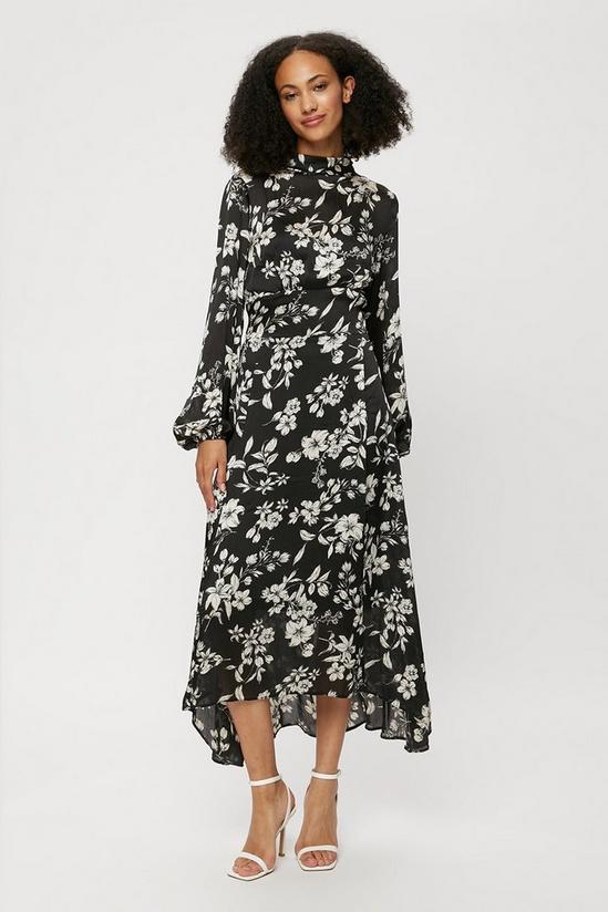 Dorothy Perkins Tall Black Floral Print Midi Dress 1