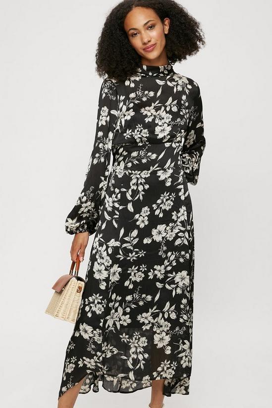 Dorothy Perkins Tall Black Floral Print Midi Dress 2