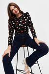 Dorothy Perkins Tall Red Floral Jersey Top thumbnail 1