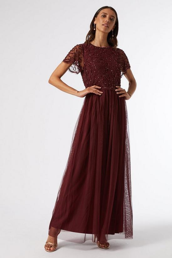 Dorothy Perkins Burgundy Embellished Maxi Dress 5