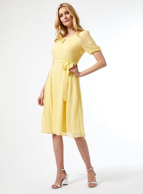 Dorothy Perkins Billie Lemon Key Hole Puff Midi Dress 1