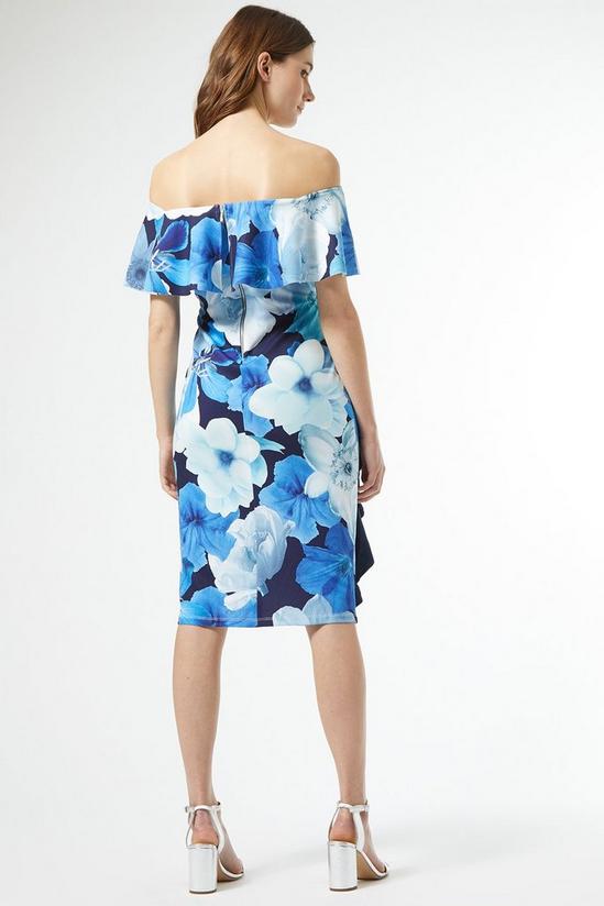 Dorothy Perkins Blue Floral Print Frill Bardot Dress 4