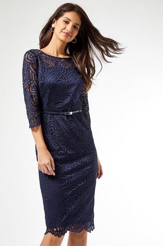 Dorothy Perkins Lily and Franc Navy Lace Belted Dress 3
